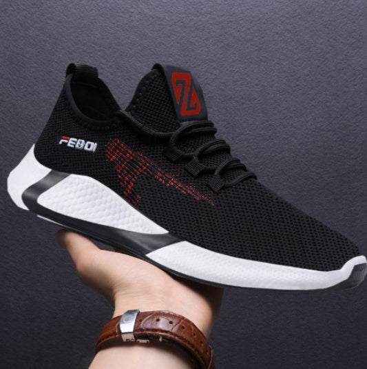 New Sports Shoes Men's Breathable Casual Mesh Shoes Comfort Increase Lace-up Non-slip Low-top Running Shoes